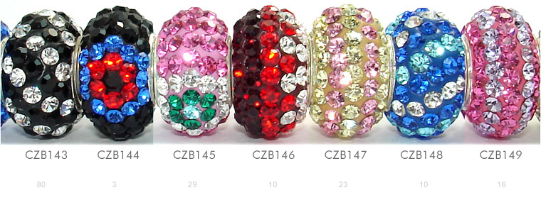 925 Silver CZ Stone Bead Charms