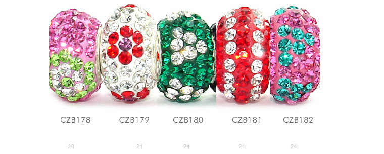 925 Silver CZ Stone Bead Charms